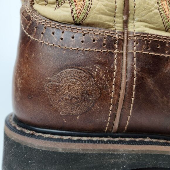 Justin Boots Mens 8D WK4660 Cowboy Western Chore Workwear Rodeo Rainbow Stitch - Picture 6 of 13